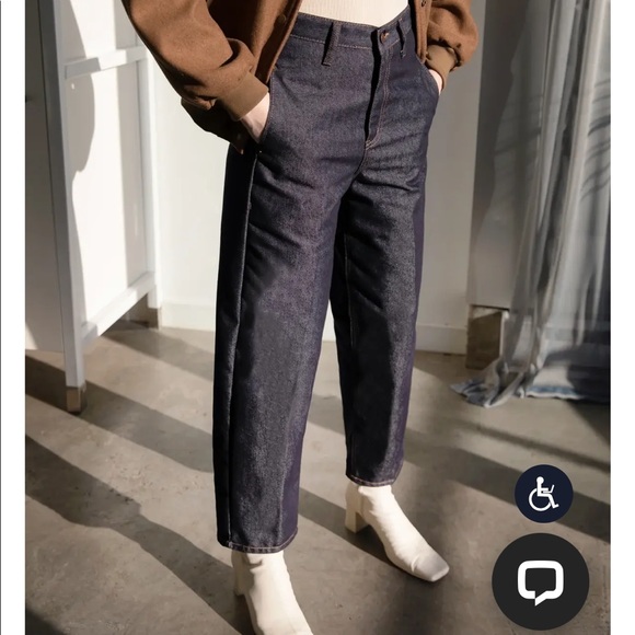 Oak + Fort dark washed straight leg jeans - Picture 2 of 5